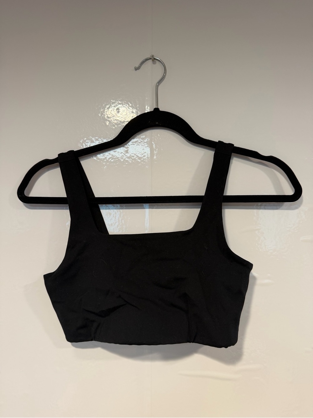 Black Stretch Crop Bralette - Girlfriend Collective square neck